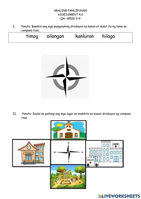 Pangunahing direksyon worksheet .